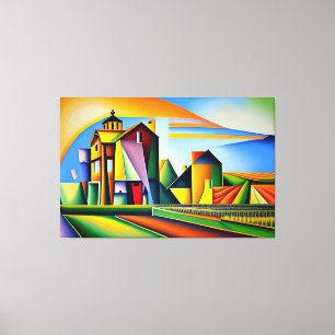 Cubist Farm Canvas Print Leinwanddruck