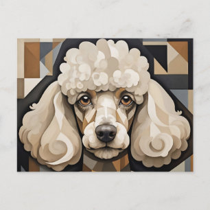 Cubist Poodle Portrait mit Abstrakt geometrischer  Postkarte