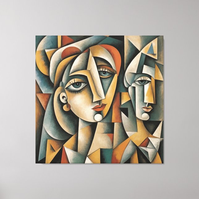 Cubist Portrait Art Print Picasso Braque Inspirier Leinwanddruck (Vorderseite)