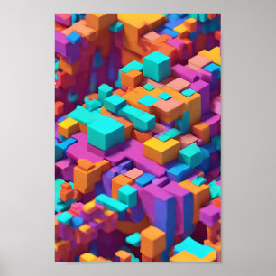 Cubist Spectrum 3D Poster