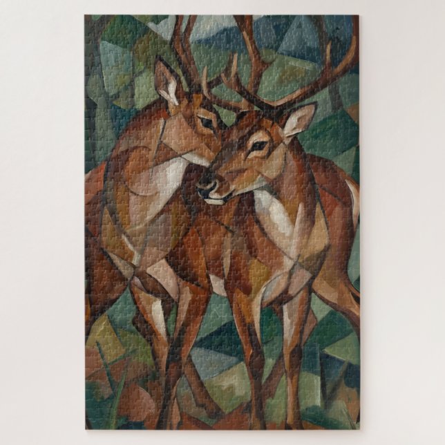 Cubist Style Reindeer Jigsaw Puzzle (Vertikal)
