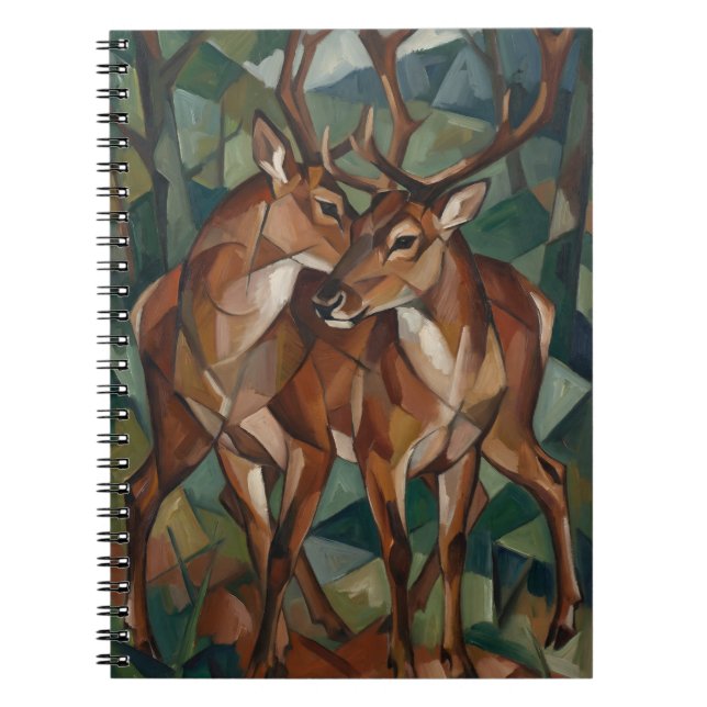 Cubist Style Reindeer Notebook Notizblock (Vorderseite)
