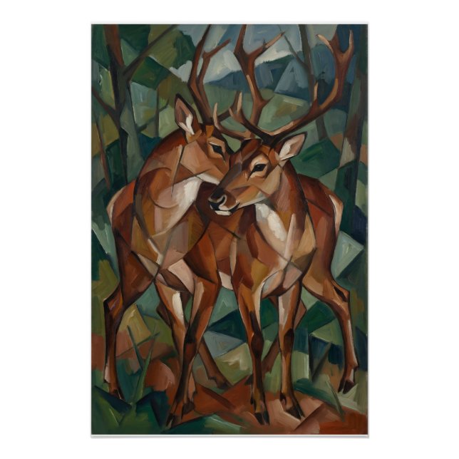 Cubist Style Reindeer Poster (Vorderseite)