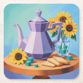 Cubist Teapot Blue Untersetzer Set
