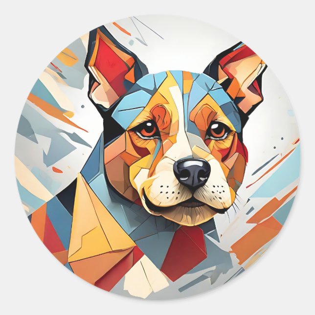 Cubist Terrier Dog Runder Aufkleber (Vorderseite)