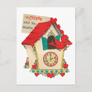Cuckoo Over You   Vintage Valentine   Postcard Feiertagspostkarte