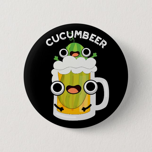Cucum beer Funny Beer Pun Dark BG Button (Vorderseite)