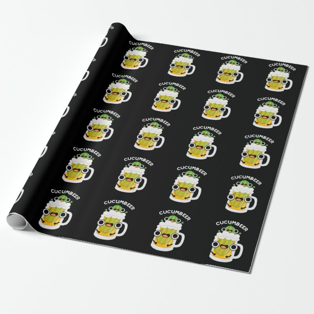 Cucum beer Funny Beer Pun Dark BG Geschenkpapier (Ungerollt)