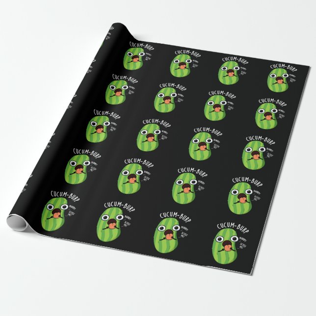 Cucum burp Funny Cucumber Pun Dark BG Geschenkpapier (Ungerollt)