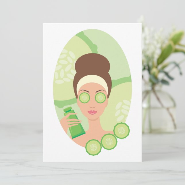 Cucumber Facial Einladung (Stehend Vorderseite)