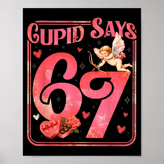 Cud sagt 67 lustiger Valentin Sechs Sieben Meme-Sp Poster (Vorne)