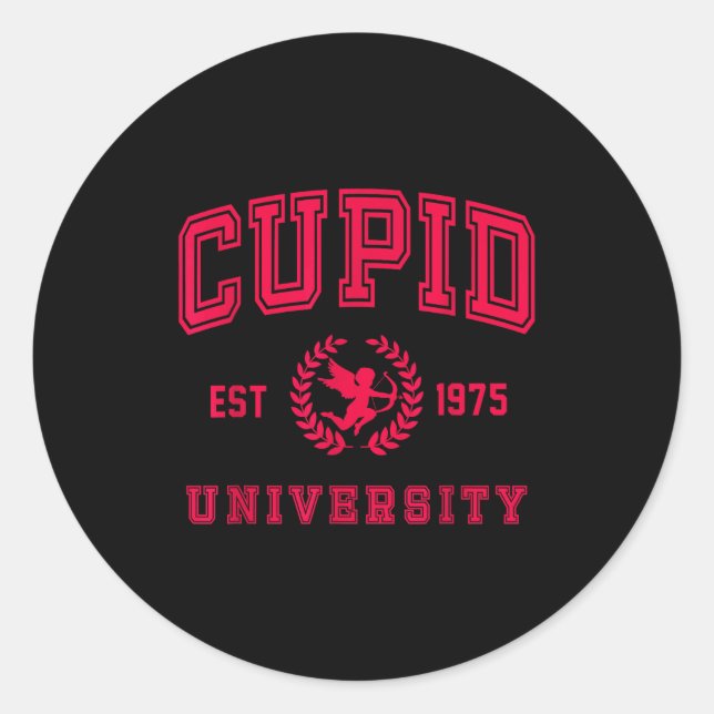 Cud University Cute Cherub Valentines Day Crest  Runder Aufkleber (Vorderseite)