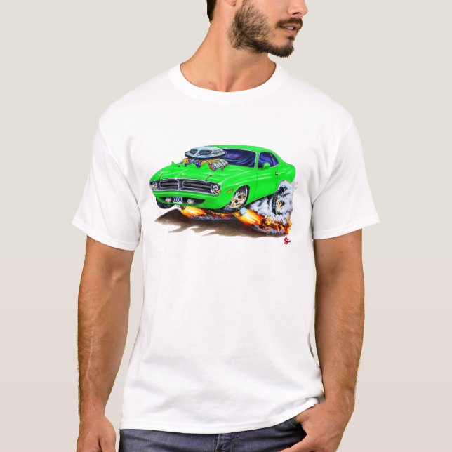 Cuda grünes Auto 1970 T-Shirt (Vorderseite)