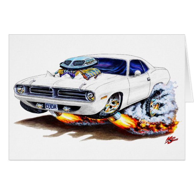 Cuda Weiß-Auto 1970 (Vorderseite (Horizontal))