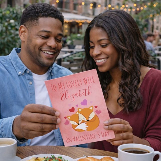 Cudded Foxes Valentinstag für Ehefrau Feiertagskarte (Von Creator hochgeladen)