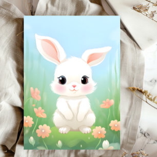 Cudded Meadow: Baby Kaninchen in Frühlingsblumen Postkarte