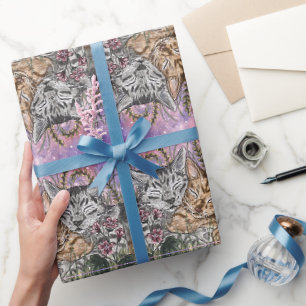 Cuddeln Katzen in Garden Bliss Wasserfarben Kunst Geschenkpapier