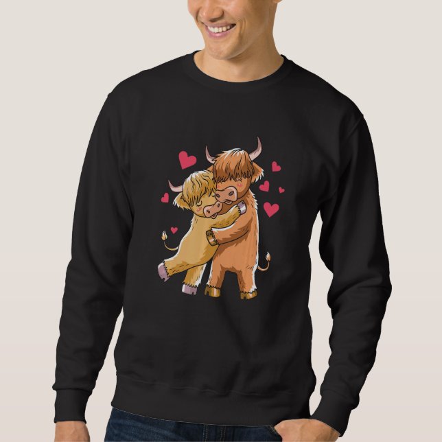 Cuddle Highland Cattle I Scottish Cow Bauern Sweatshirt (Vorderseite)