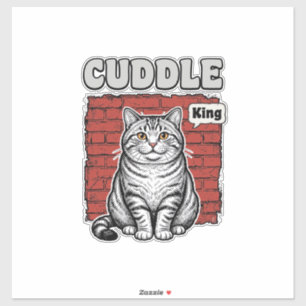 Cuddle King Vintage Katzen-Shirt Design_1 Aufkleber