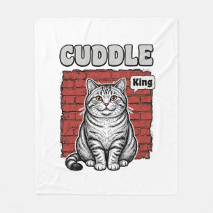 Cuddle King Vintage Katzen-Shirt-Design_1 Fleecedecke