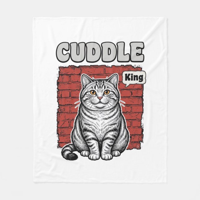 Cuddle King Vintage Katzen-Shirt-Design_1 Fleecedecke (Vorderseite)