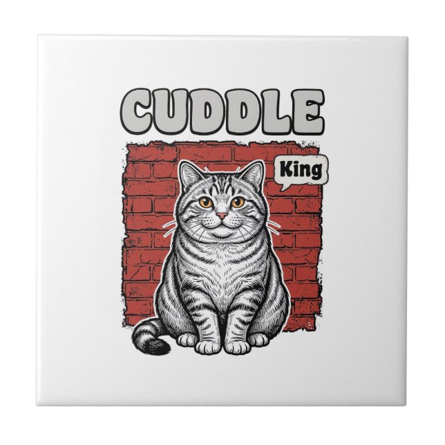 Cuddle King Vintage Katzen-Shirt Design_1 Fliese (Vorderseite)