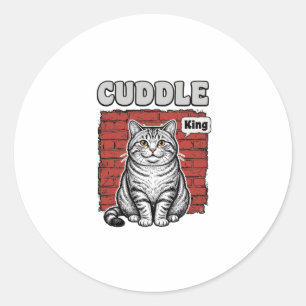 Cuddle King Vintage Katzen-Shirt-Design_1 Runder Aufkleber