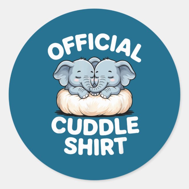 Cuddle Shirt Cute Baby Elephant Snuggle  Runder Aufkleber (Vorderseite)