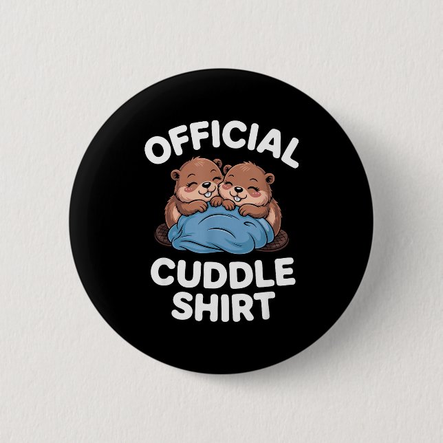 Cuddle Shirt Cute Beavers Snuggling  Button (Vorderseite)