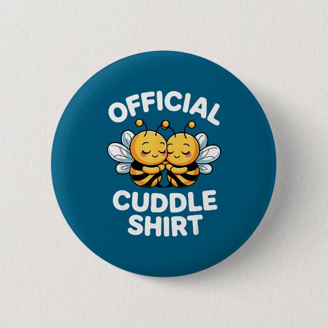 Cuddle Shirt Cute Bees Funny Cozy Couple  Button (Vorderseite)
