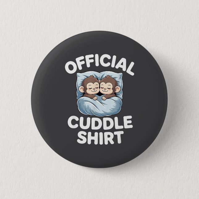 Cuddle Shirt Cute Sleepy Monkey Couple  Button (Vorderseite)