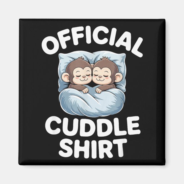 Cuddle Shirt Cute Sleepy Monkey Couple  Magnet (Vorne)