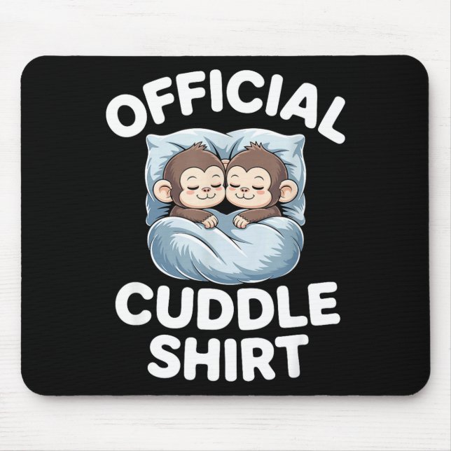 Cuddle Shirt Cute Sleepy Monkey Couple  Mousepad (Vorne)