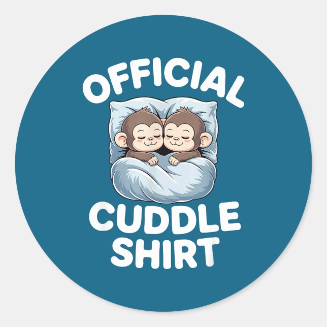 Cuddle Shirt Cute Sleepy Monkey Couple  Runder Aufkleber (Vorderseite)