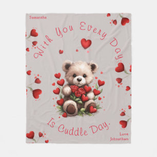 Cuddle Teddy Bear Hearts Rose Valentinstag Fleecedecke