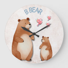 Cuddle Up: Adorable Bärendesign-Kinderzimmer Große Wanduhr