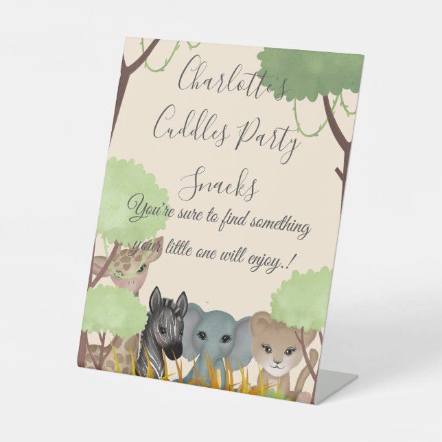Cuddles 1. Geburtstag Party Snacks Unterschreiben Sockelschild (Vorderseite)
