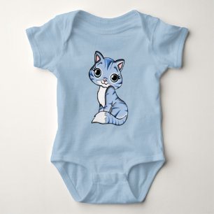 Cuddles blaues Kätzchen Baby-Body Baby Strampler