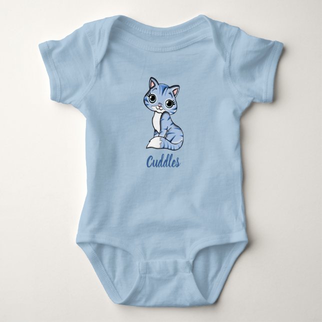 Cuddles blue kitty Body Baby Strampler (Vorderseite)