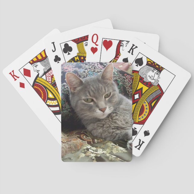 Cuddles Gray Cat Playing Cards Spielkarten (Rückseite)