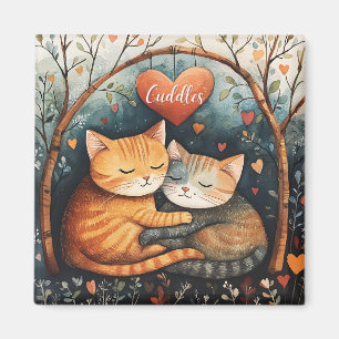 Cuddles Snuggles and Kitty Liebe Illustration Art Magnet