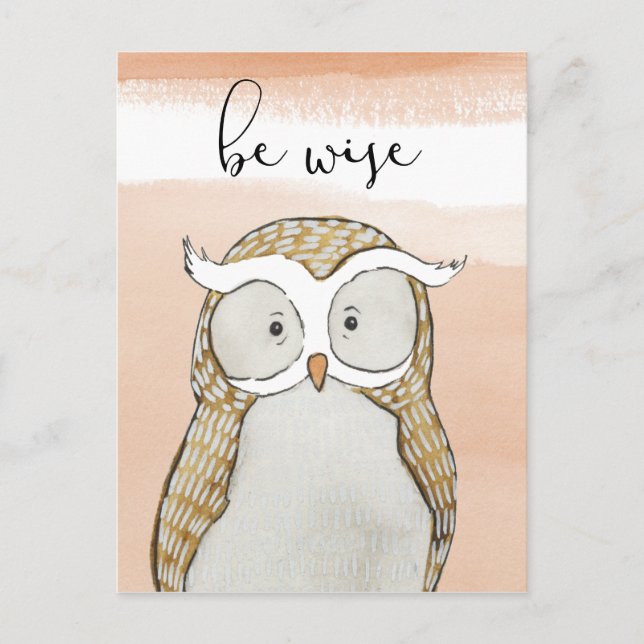 Cuddlies Owl | Sei weise Postkarte (Vorderseite)
