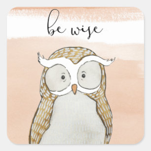 Cuddlies Owl   Sei weise Quadratischer Aufkleber