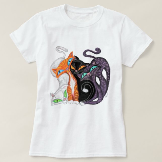Cuddling Cats T - Shirt (Design vorne)