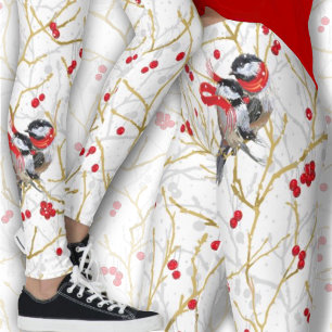 Cuddling Chickadees Couple Leggings