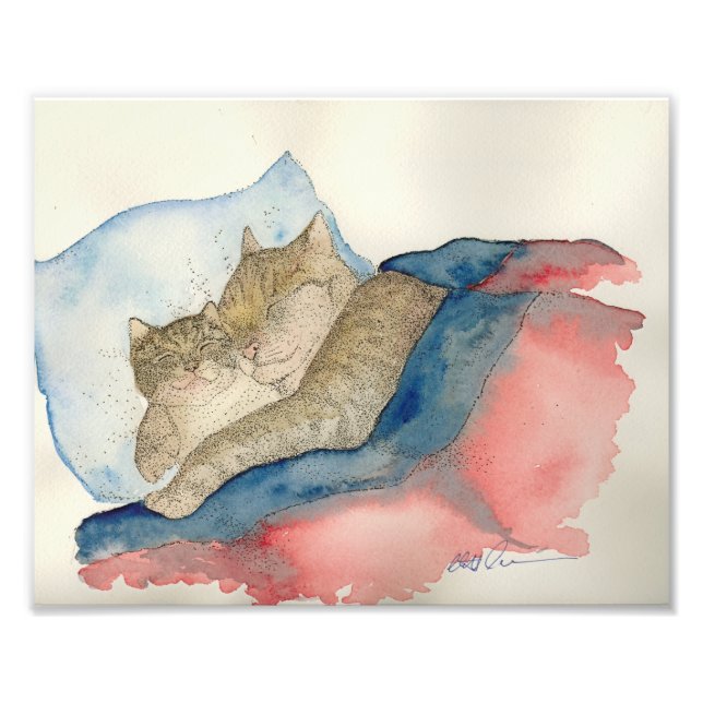 Cuddling Mutter und Babykittel Art Print Fotodruck (Vorne)