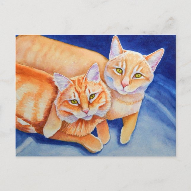 Cuddling Orange Tabby Cats Postkarte (Vorderseite)