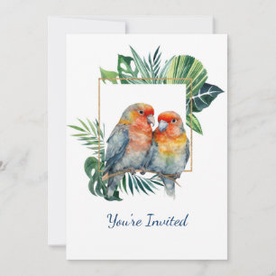 Cuddling Tropical Parrot Hochzeitstag Einladung