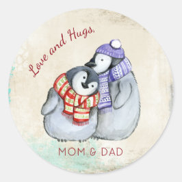 Cuddlong Pinguine Christmas Custom Runder Aufkleber