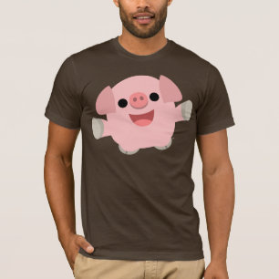 Cuddly Cartoon-Schwein-T - Shirt